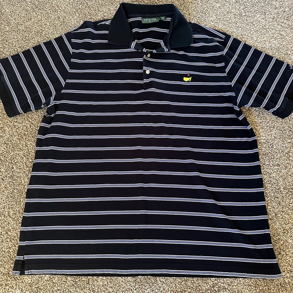 Masters Polo Shirt Adult Xxl Blue Masters Augusta Golfer Striped Golf Mens